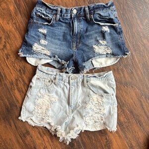 Aeropostale Blue Distressed denim shorts size 6 two pairs total (G4)